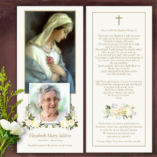Sympathy Virgin Mary Carte de remerciements funéra