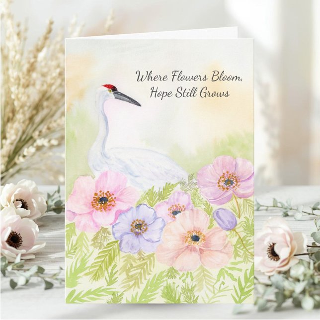 Sympathy Whooping Crane with Anemones  Karte (Von Creator hochgeladen)