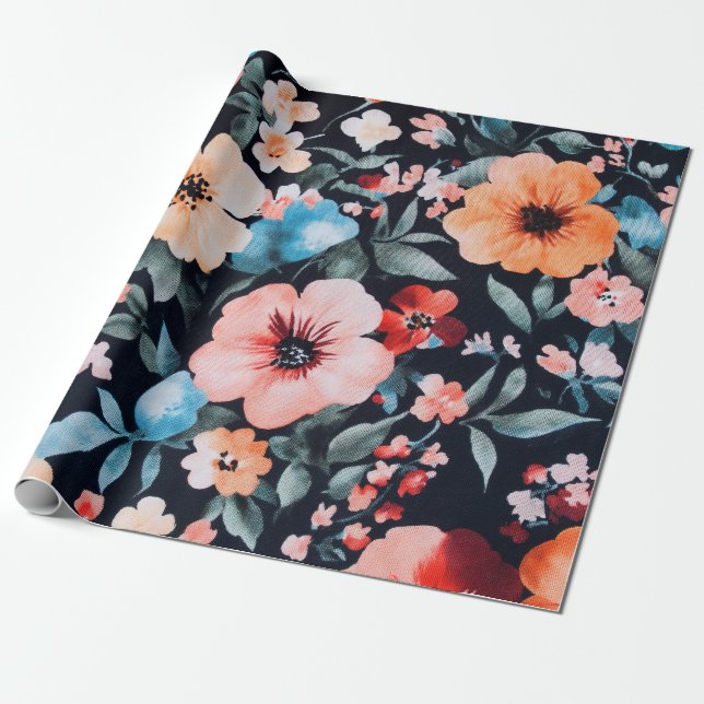 Symphonie am Mitternachtsgarten Print | Bold Flora Geschenkpapier (Ungerollt)