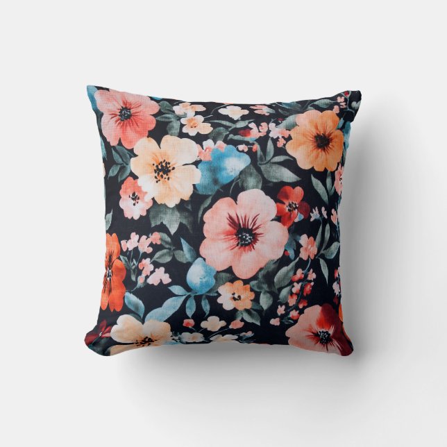 Symphonie am Mitternachtsgarten Print | Bold Flora Kissen (Vorderseite)