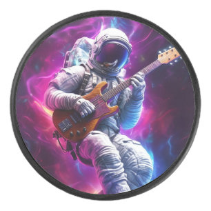 Symphonie der Leere Neon Cyberpunk Astronaut Eishockey Puck