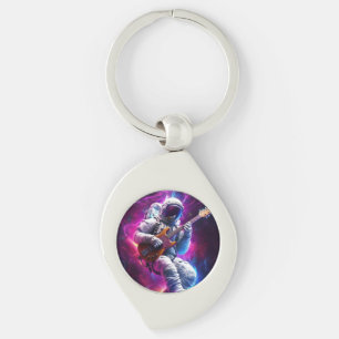 Symphonie der Leere   Neon Cyberpunk Astronaut Schlüsselanhänger