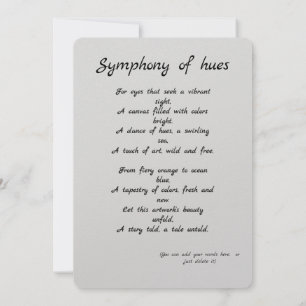"Symphonie des teintes" Carte cadeau colorée + Poè