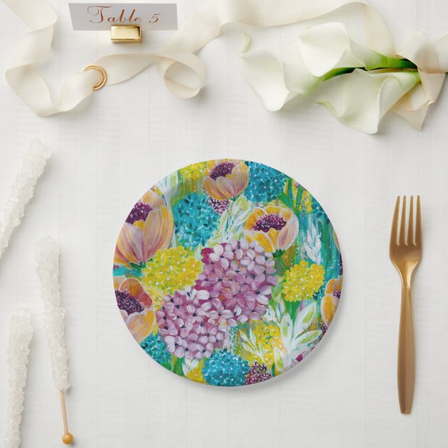 Symphony Hydrangea Poppy Floral Paper Teller (Hochzeit)