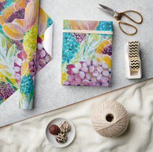 Symphony Hydrangea Poppy Floral Wrapping Paper Geschenkpapier