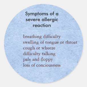 Symptome der strengen Nahrungsmittelallergie Runder Aufkleber