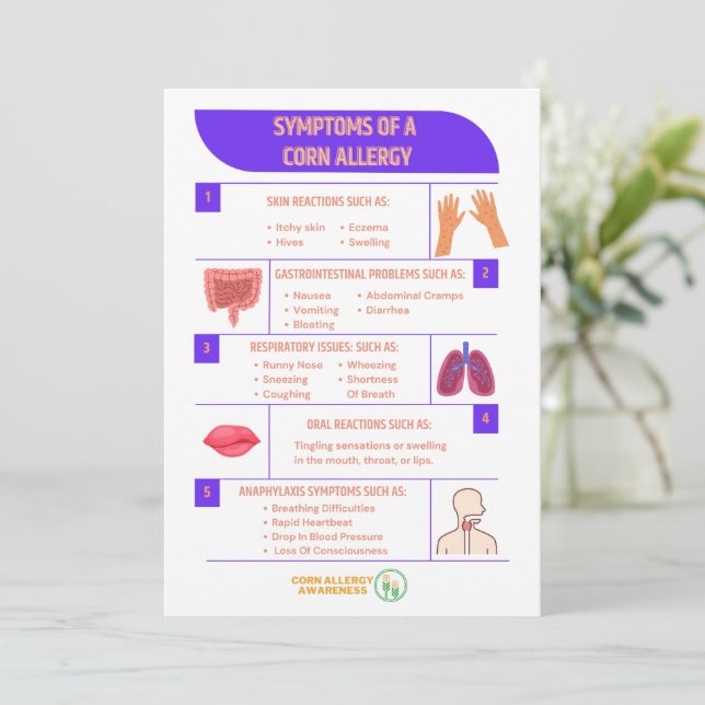 Symptome einer Maisallergie-12x18 Menükarte (Stehend Vorderseite)