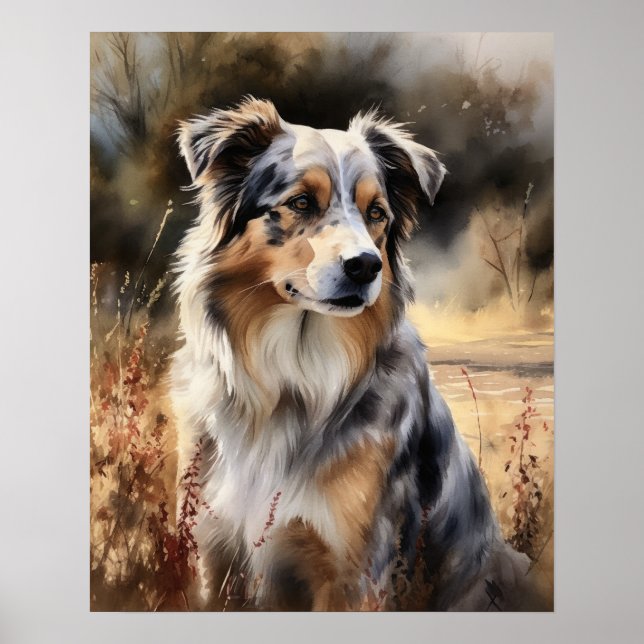 Symte Australian Shepherd Dog Art Imprimer Poster (Devant)