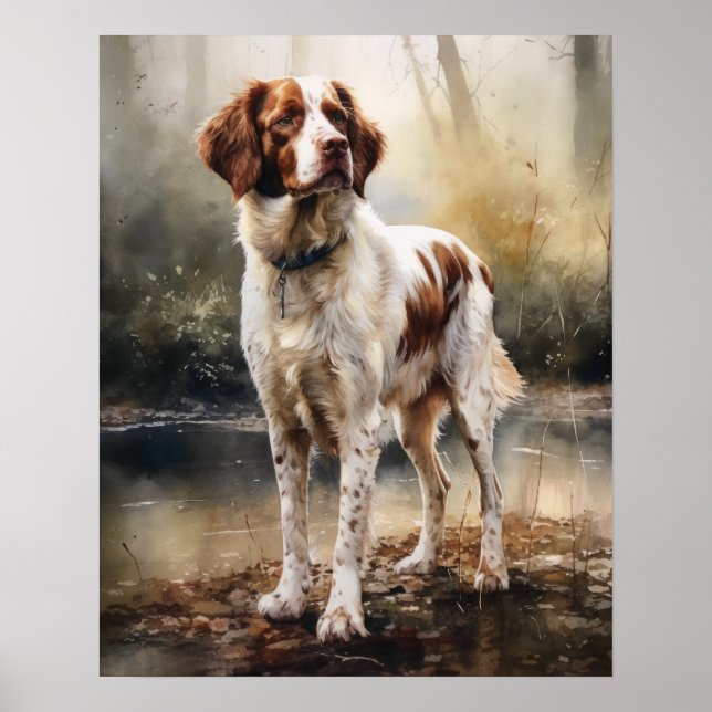 Symte Brittany Dog Art Imprimer Poster (Devant)