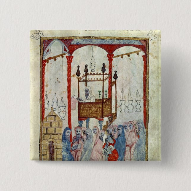 Synagoge, c.1350, Nordspanien Button (Vorderseite)