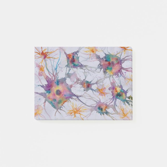 Synapses Aquarellmalerei Post-it Klebezettel (Vorderseite)