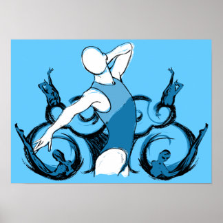 Synch Swimming Illustration Poster