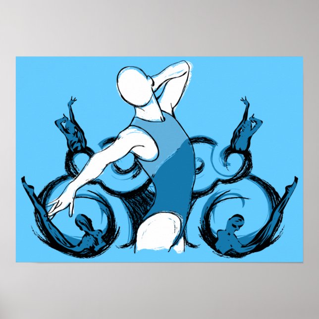 Synch Swimming Illustration Poster (Vorne)