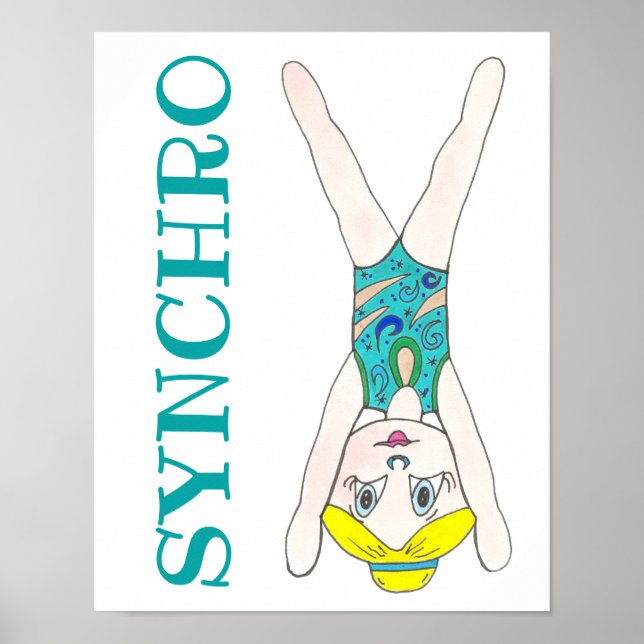 Synchronschwimmen Blue Synchro Schwimmer Girl Poster (Vorne)