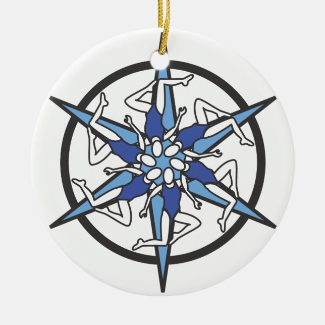 Synchronschwimmen-Kreis-Logo im Blau Keramikornament (Vorne)