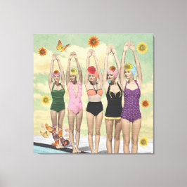 Synchronschwimmen Retro-Collage Leinwanddruck