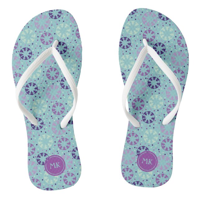 Synchronschwimmer Schwimmen Gemustertes Monogramm Flip Flops (Fußbett)