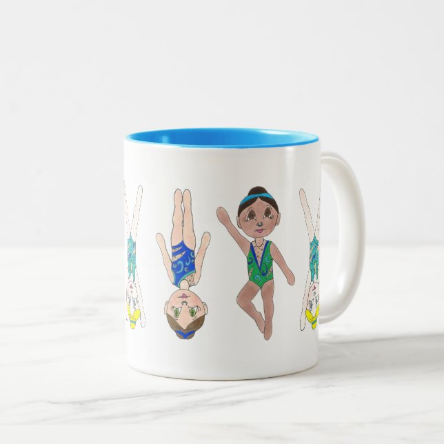 Synchronschwimmteam Synchro Schwimmermädchen Zweifarbige Tasse (VorderseiteRechts)