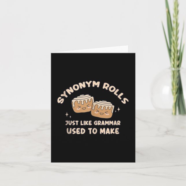 Synonym Rolls Joke Cinnamon Rolls Grammar Pun Funn Karte (Vorderseite)
