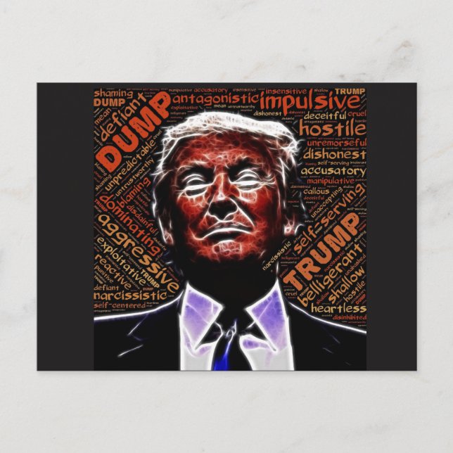 Synonyme für Trump mit bösem Trump-Gesicht Postkarte (Vorderseite)