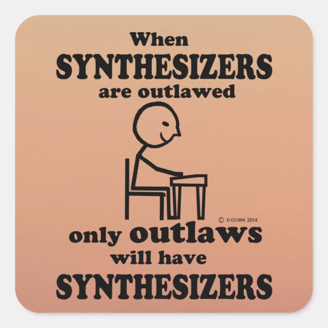 Synthesizer-Aufkleber für den beleuchteten Platz Quadratischer Aufkleber (Vorderseite)