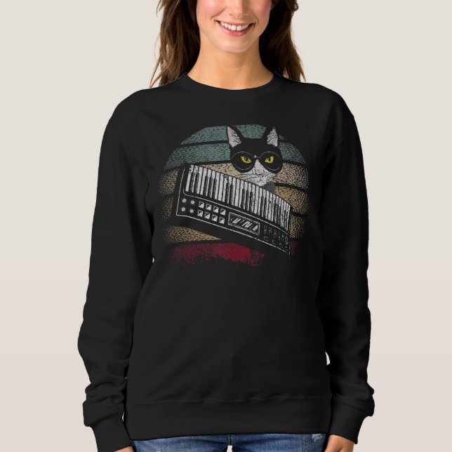 Synthesizer Cat Retro Synth Vaporwave Cat Sweatshirt (Vorderseite)