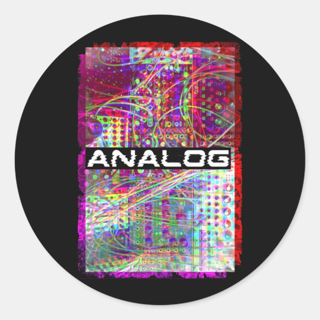 Synthesizer Glitch Modular Analog Synth Runder Aufkleber (Vorderseite)