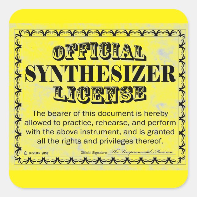 Synthesizer License Square Aufkleber (Vorderseite)