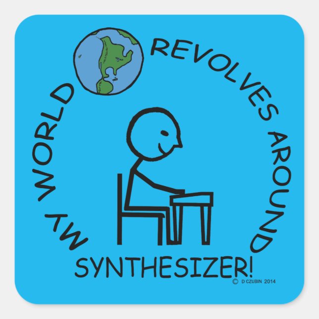 Synthesizer - World Revolves Around Square Sticker (Vorderseite)