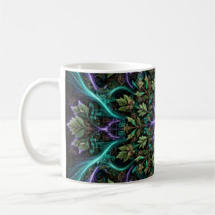 Synthetische Natur — AI-Fraktal-Mandala-Tasse Kaffeetasse