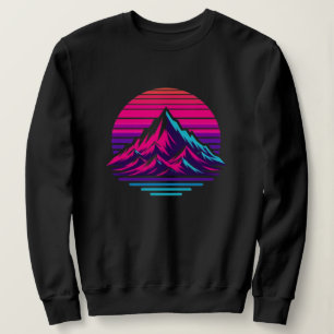 Synthwave-Berg-Sweatshirt – Retro-Sonnenuntergangs Sweatshirt