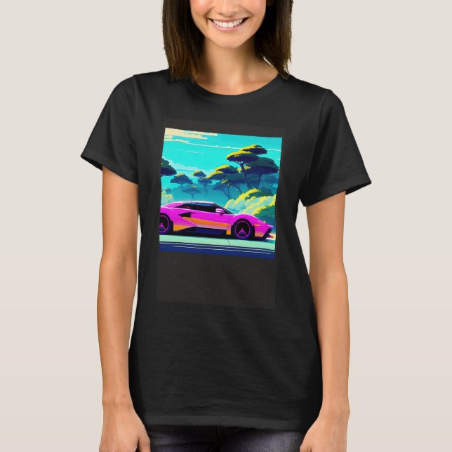 Synthwave Car outrun retrowave futuresynth scfi T-Shirt (Vorderseite)