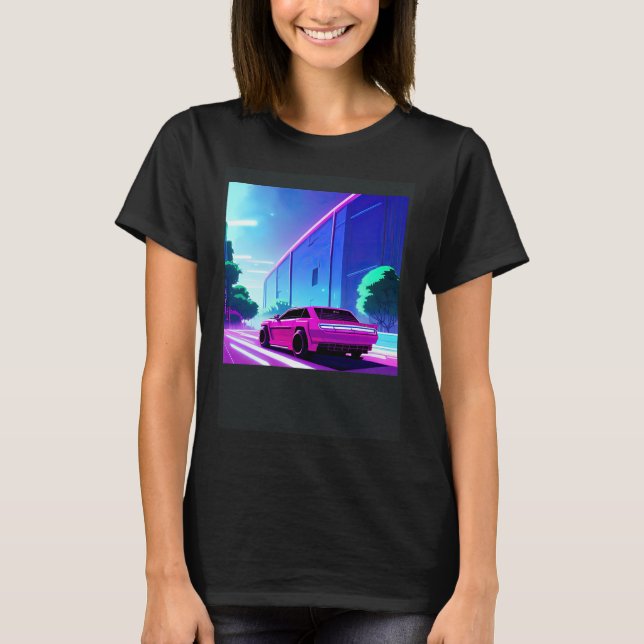 Synthwave car outrun retrowave futuresynth sci fi  T-Shirt (Vorderseite)