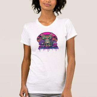 Synthwave DJ Cat T-Shirt