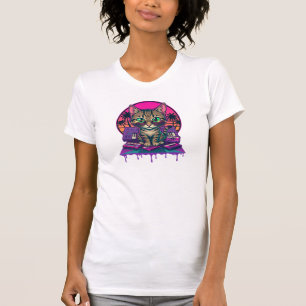 Synthwave DJ Katze T-Shirt
