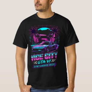 Synthwave-Fahrt 80er Retro-Neon-Autografik-T-Shirt T-Shirt