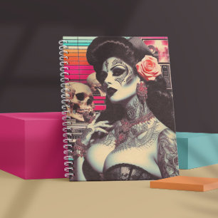 Synthwave Gruselige Pin-up Notizbuch