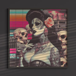 Synthwave Gruselige Pin-up Poster