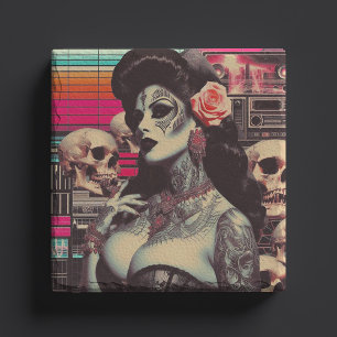 Synthwave Gruselige Pin-up Steinuntersetzer