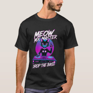 Synthwave-Katze DJ Cyberpunk Vaporwave EDM-Musikfe T-Shirt