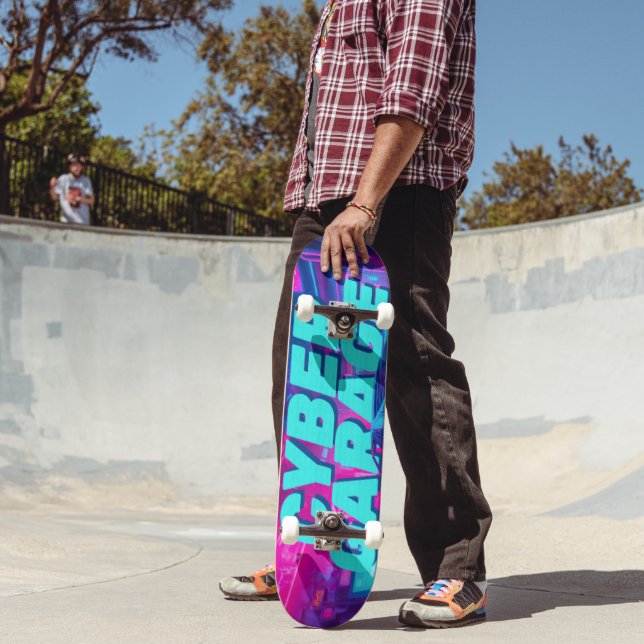 Synthwave Neon Car Cyberpunk Garage Outrun Skateboard (Außenbereich2)
