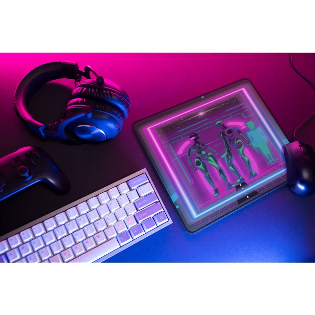 Synthwave Neon Robotic Graphic Mousepad (Von Creator hochgeladen)