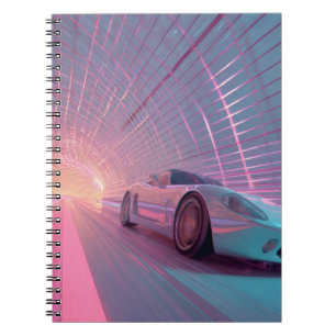 Synthwave Neon Speed Tunnel Notebook Notizblock