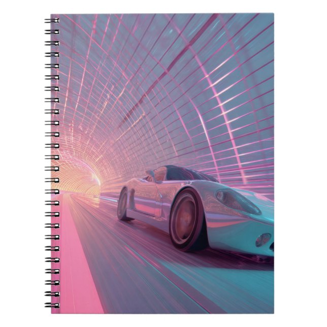 Synthwave Neon Speed Tunnel Notebook Notizblock (Vorderseite)