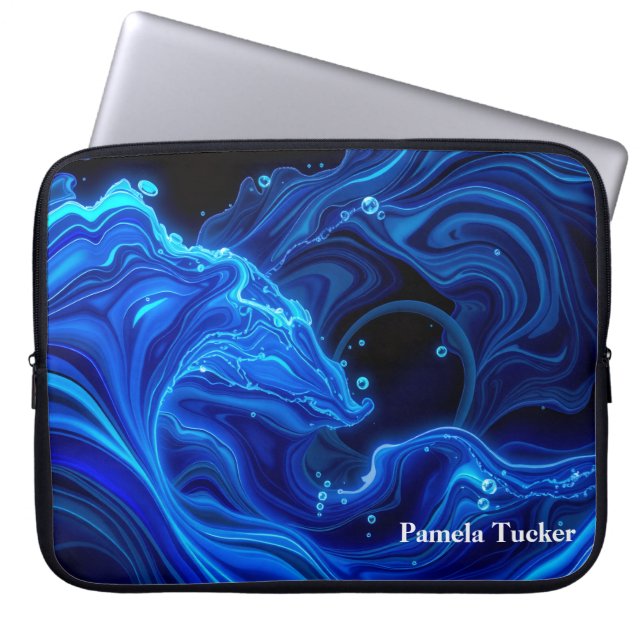 Synthwave Neon Wave Aesthetic Large Laptopschutzhülle (Vorderseite)