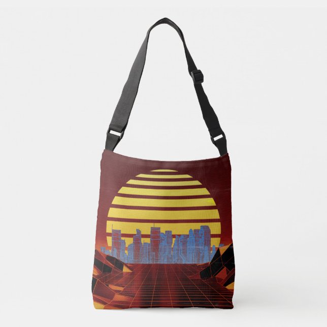 Synthwave Orange Crossbody Bag Tragetaschen Mit Langen Trägern (Vorderseite)