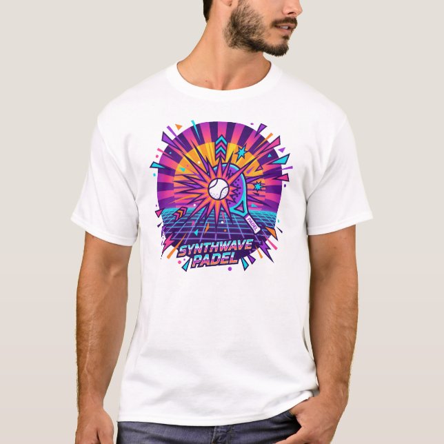 Synthwave-Padel-Retro-Vektorillustration T-Shirt (Vorderseite)