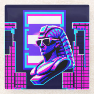Synthwave-Pharao Glasuntersetzer