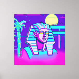 Synthwave-Pharao Leinwanddruck