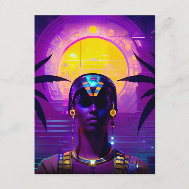 Synthwave-Pharao Postkarte (Vorderseite)